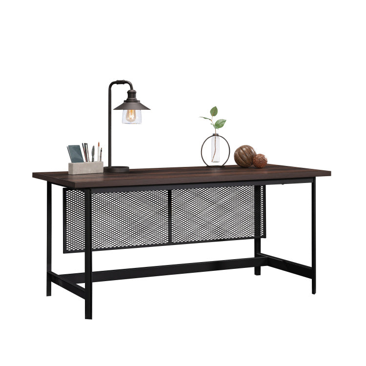 Industrial Table Desk With Spacious Work Surface, Brown Finish