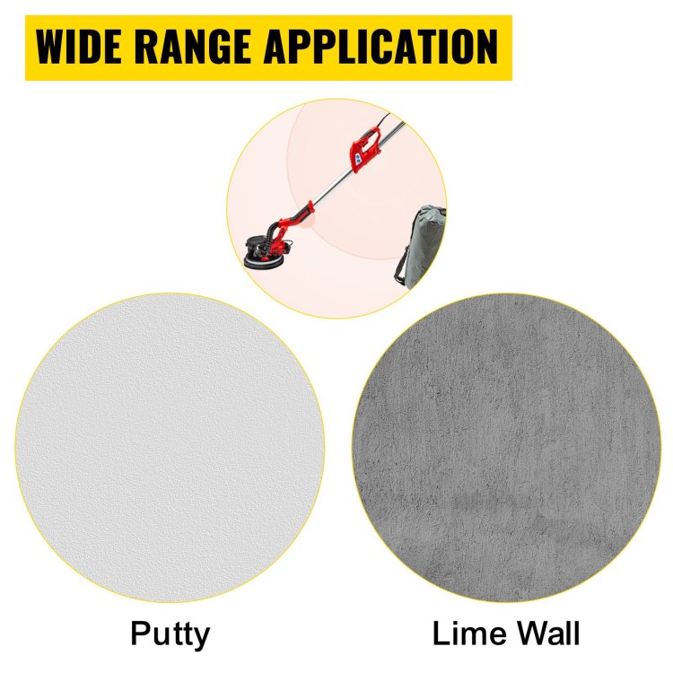 Drywall Sander 850W, Electric Drywall Sander, Variable Speed 800 1750 Rpm, Foldable Sheetrock Sander, With Telescope Handle, Electric Sander, With Led Strip Light And Vacuum Bag, Wall Sander