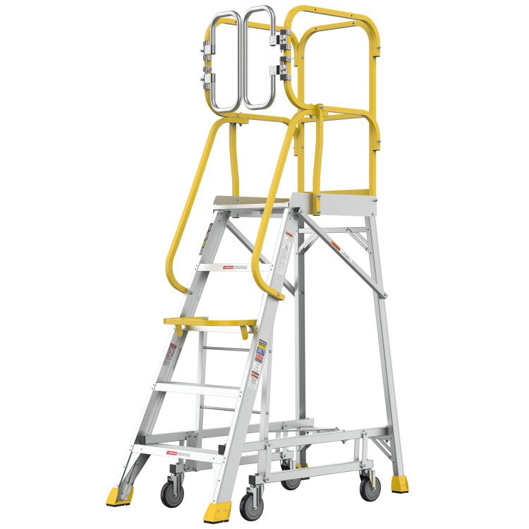 5 Step 375Lbs Aluminum Rolling Platform Ladder