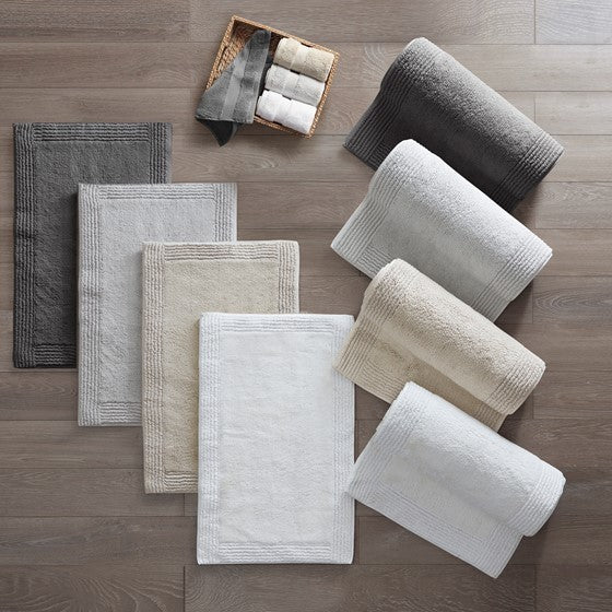 100% Cotton Tufted 3000 Gsm Reversible Bath Rug Blue 21X34"