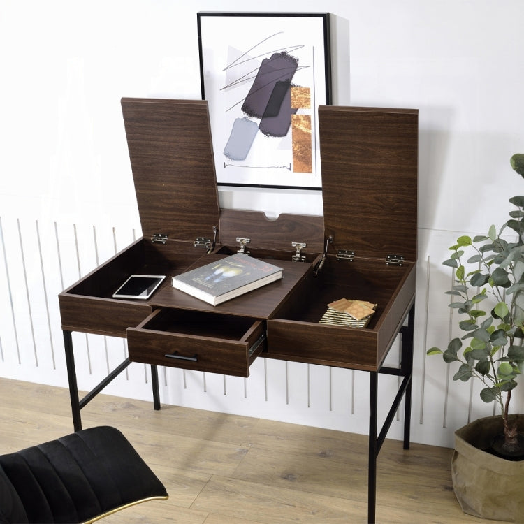 Oak And Black 1 Drawer Writing Desk With Usb Port