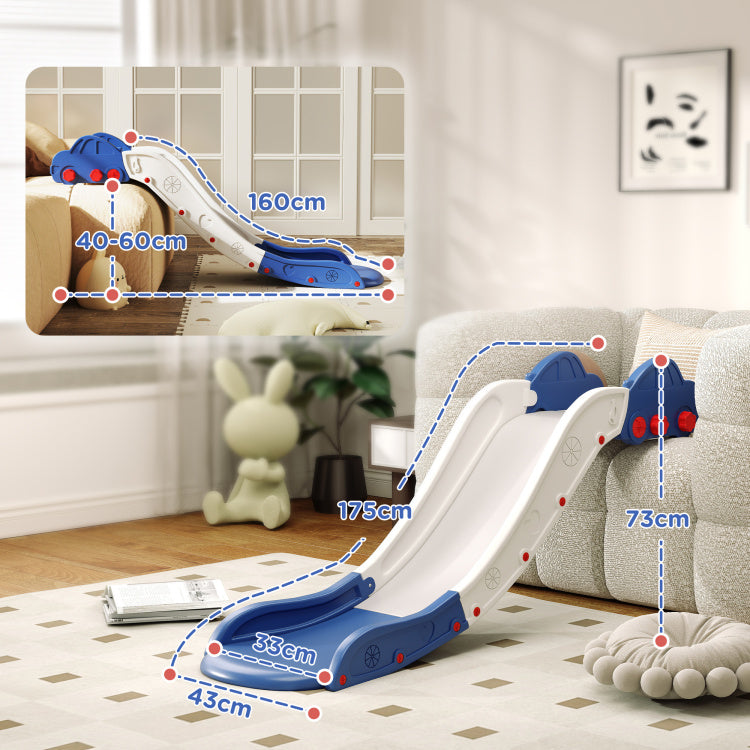 Qaba Toddler Slide, Couch Slide For Bed, Sofa, Extra Length Indoor Couch Slide For Toddler, Baby, Child, Easy To Assemble, Blue