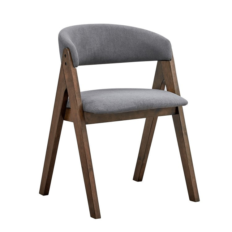Walnut Finish Side Chairs Set Of 2, Upholstered Seat And Back Wooden Modern Dining Furniture