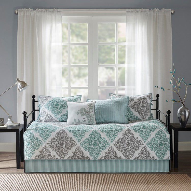 6 Piece Reversible Daybed Cover Set Aqua Daybed