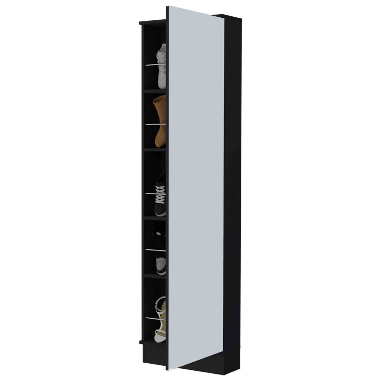 Ruan Xl Shoe Rack, Mirror, Five Interior Shelves, Single Door Cabinet