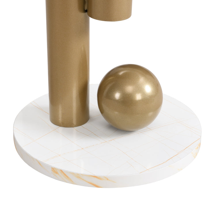 Modern Nesting Golden Coffee Table Set Of 2 End Table For Living Room, Oval And Round Table Set