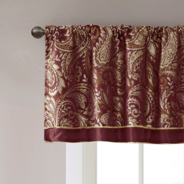 Jacquard Window Valance Burgundy 50X18"