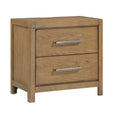 Light Brown Finish 2 Drawer Nightstand With Power Outlets Usb Ports Modern Bedroom Furniture 1Pc Bedside Table