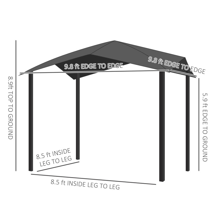 Outsunny 10' X 10' Soft Top Patio Gazebo Outdoor Canopy With Unique Geometric Design Roof, All Weather Steel Frame, Gray