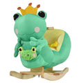 Qaba Kids Ride On Rocking Horse Toy Frog Style Rocker With Fun Music, Seat Belt & Soft Plush Fabric Hand Puppet For Children 18 36 Months