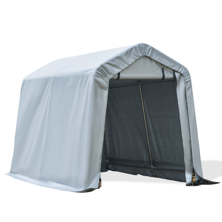 Outsunny 6' X 8' Carport Portable Garage, Heavy Duty Storage Tent, Patio Storage Shelter W Anti Uv Pe Cover And Double Zipper Doors, For Motorcycle Bike Garden Tools, Light Gray