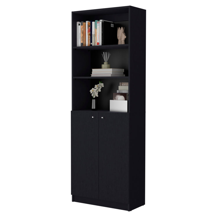 Sutton 2 Door Bookcase, Storage With Multi Level Shelves And Double Door Design