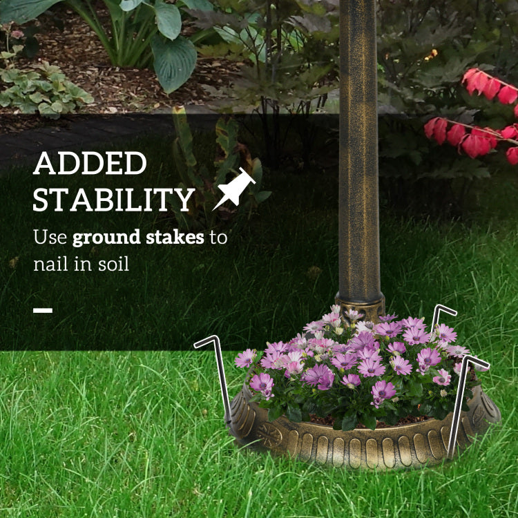 Outsunny 32" Antique Bird Bath With Pedestal Flower Planter Base, Vintage Style Decorative Birdbath, Bird Feeder Bowl & Planter Decoration Yard Statue, Bronze