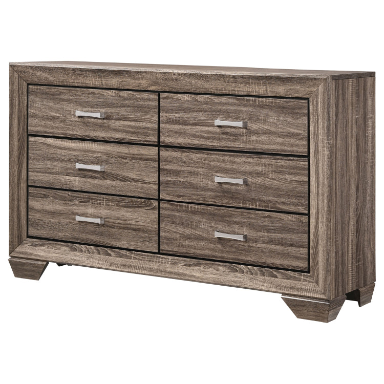 Harrison Washed Taupe 6 Drawer Dresser