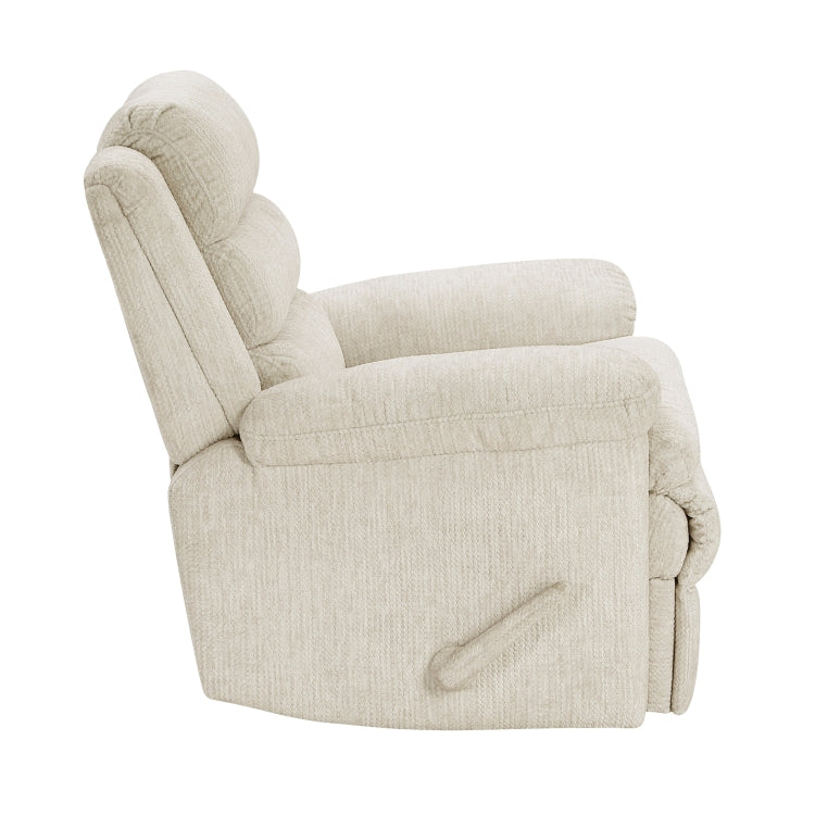 Glider Swivel Recliner Chair Beige Microfiber Upholstery Plywood Frame Durable Plush Comfort Living Room Furniture 1Pc