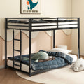 Adam Sturdy Twin Over Twin Bunk Bed Metal Black For Kids And Adult, Low Profile Twin Over Twin Bunk Bed With Ladder And Guardrails, Easy Climbing, Beds For Bedroom, Same As Original B083124170
