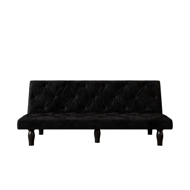 Sofa To Bed Evolution: 66" Black Velvet Sofa Bed Transforms Seamlessly, Ideal For Family Living Rooms, Apartments, And Bedrooms