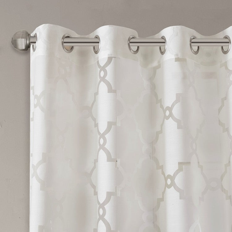 Fretwork Burnout Sheer Curtain Panel Only 1 Pc Panel