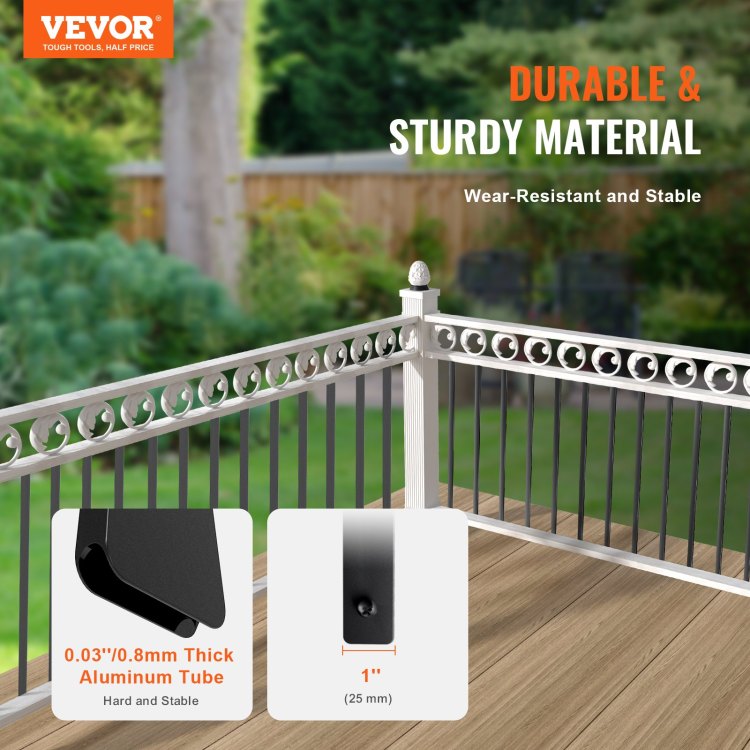 Staircase Metal Balusters, 38'' X 1'' Flat Aluminum Alloy Decorative Banister Spindles, 72 Pack Deck Baluster With Screws, Classic Hollow Deck Railing Satin Black Powder Coated For Porch