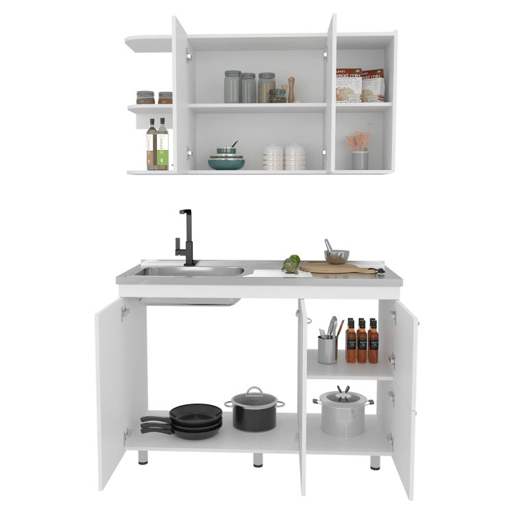 Desert Hills Multifunctional Kitchen Cabinet Set With Ample Storage, White