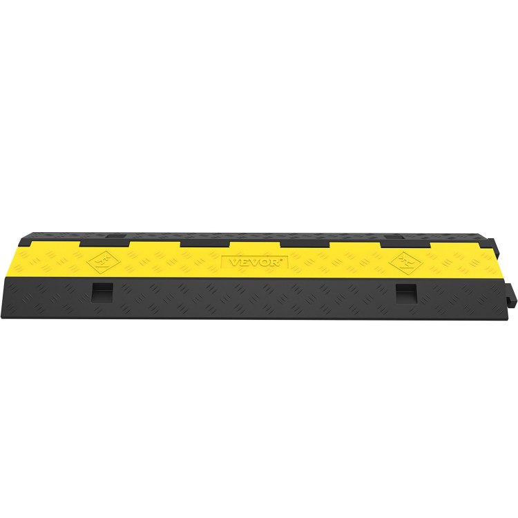 Cable Protector Ramp, 4 Packs 2 Channels Speed Bump Hump, Rubber Modular Speed Bump Rated 11000 Lbs Load Capacity, Protective Wire Cord Ramp Driveway Rubber Traffic Speed Bumps Cable Protector