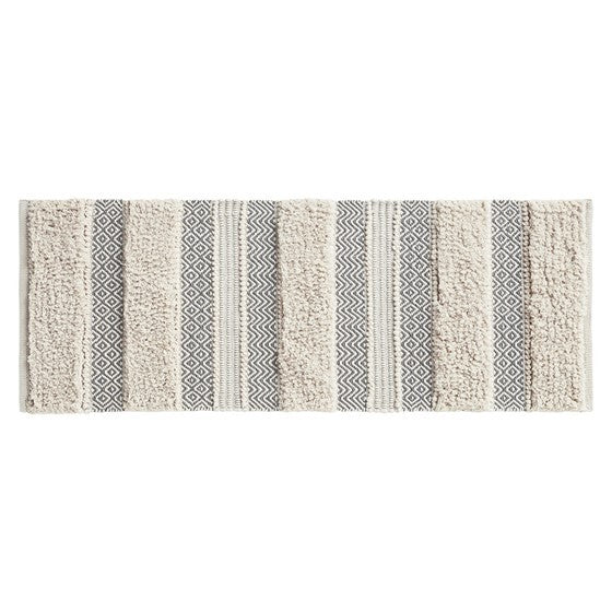 Woven Texture Stripe Bath Rug Grey 22X58"