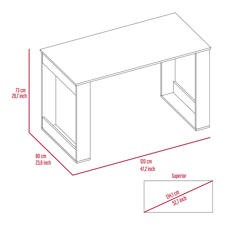 Writing Desk With Ample Workstation And Sturdy Legs, Light Oak