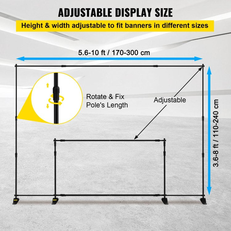 10 X 8 Ft Backdrop Banner Stand Adjustable Height And Width Newest Step And Repeat For Trade Show Wall Exhibitor Photo Booth Background