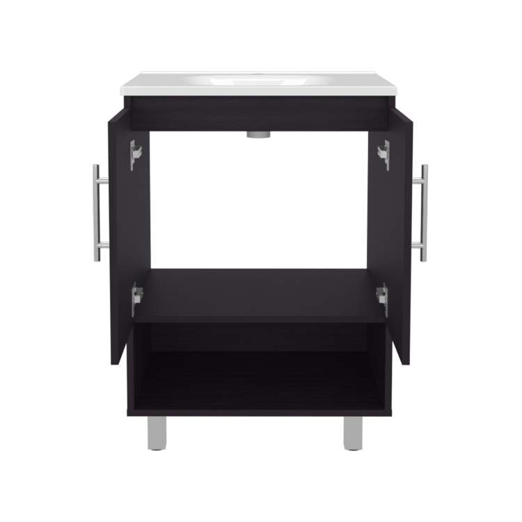 Wenge 1 Shelf Freestanding Bathroom Vanity Cabinet With Double Doors