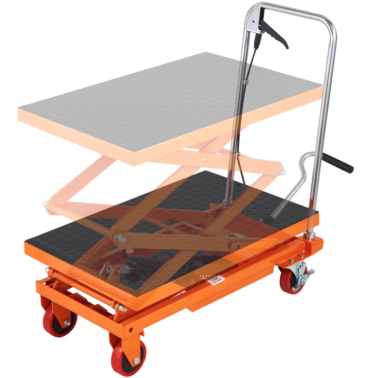 Hydraulic Lift Table Cart, 330Lbs Capacity 50" Lifting Height, Manual Double Scissor Lift Table With 4 Wheels And Non Slip Pad, Hydraulic Scissor Cart For Material Handling And Transportation