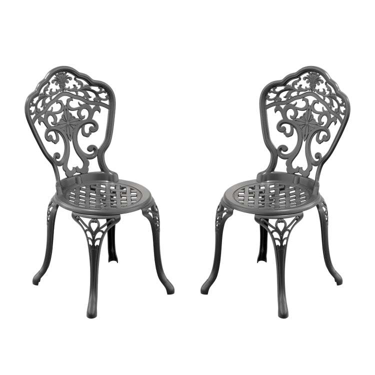Cast Aluminum Patio Dining Chair 2Pcs With Black Frame