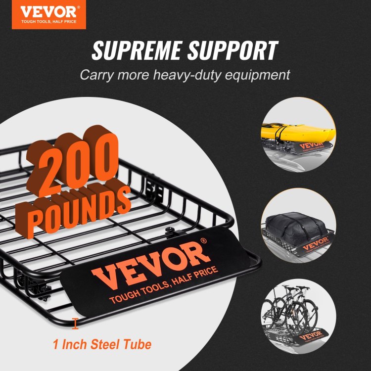 Roof Rack Cargo Basket 200 Lbs Capacity 46"X36"X4.5" For Suv Truck Cars