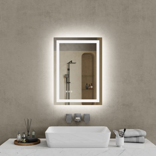 20"*28"Led Bathroom Mirror,Front Lit And Back Lit, Stepless Dimmable, 3 Colors Cri90 , Brightness Memory, Shatter Proof,Anti Fog Led Vanity Mirror, Ip44 Waterproof