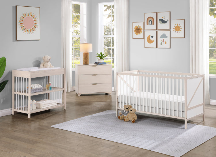 Pixie Zen 3 In 1 Crib In Washed Natural White