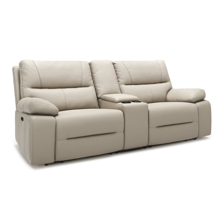 Malibu 79" Modern Power Motion 3 Piece Reclining Loveseat Sofa With Cup Holders, Cream Taupe Beige