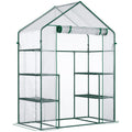 Outsunny 5' X 2.5' X 6.5' Mini Walk In Greenhouse Kit, Portable Green House With 3 Tier Shleves, Roll Up Door, And Weatherized Plastic Cover For Backyard Garden, Clear