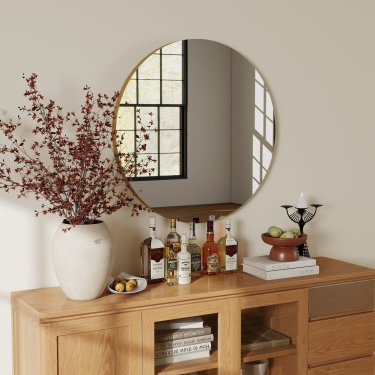 80Cm Bathroom Mirror, Round Mirror, Wall Mount