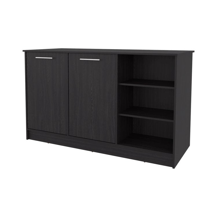 Wengue Kitchen Island With 2 Door And Open Storage