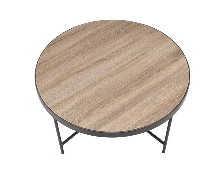 Bage Weathered Gray Oak & Metal Finish Coffee Table