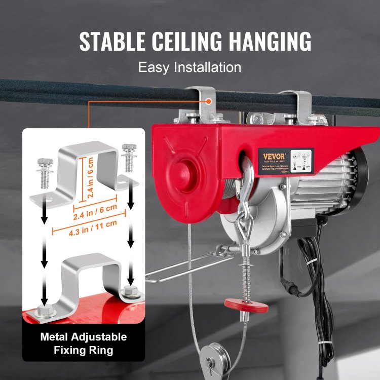 2200 Lbs Wireless Attic Lift, 1600W 110V Electric Hoist With Wireless Remote Control, 40Ft Single Cable Lifting Height & Pure Copper Motor, For Garage Warehouse Factory