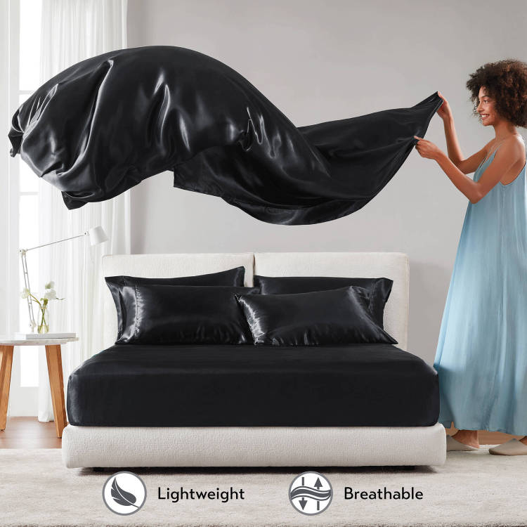 4 Pcs Twin Luxury Sheet Set Black