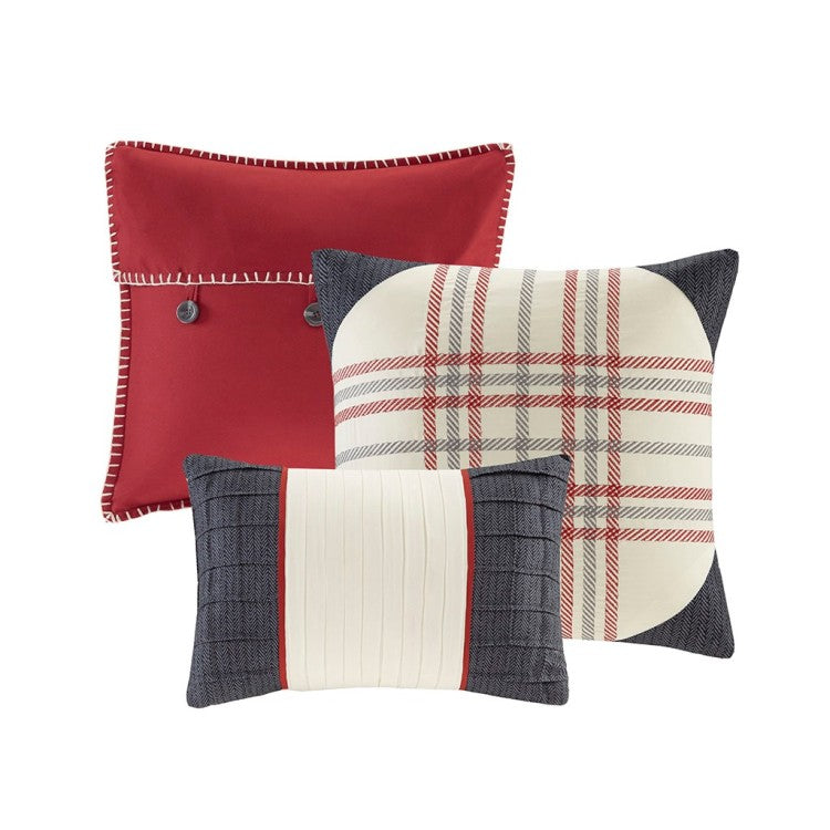 7 Piece Herringbone Comforter Set Red Queen