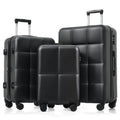 Luggage Set Of 3, Airline Certified Carry On Luggage With Cup Holder, Abs Hard Shell Luggage With Spinner Wheels, Black