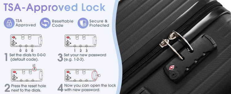 Luggage Set 3 Piece, Lightweight Durable Abs Suitcases With Spinner Wheels And Tsa Lock, Carry On & Checked Travel Luggage 20" 24" 28"