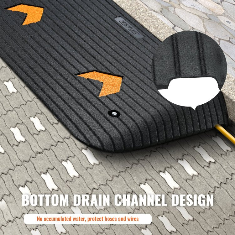 Upgraded Rubber Threshold Ramp, 3.5" Rise Door Ramp With 1 Channel, Natural Rubber Car Ramp With Non Slip Textured Surface, 33069 Lbs Load Capacity Curb Ramp For Wheelchair And Scooter