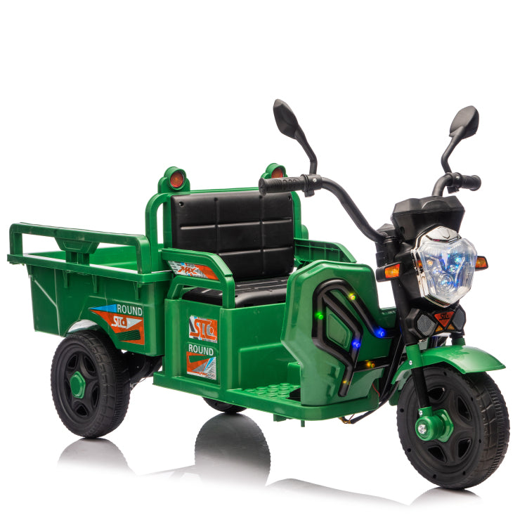 12V Kids Electric 3 Wheel Cargo Truck,2Wd,Anti Slip Wheels,Long Battery Life,Large Storage Space,Extra Wide Seat With Led Lights & Music,Stable Electric Trike For Toddlers,Recommended Age: 3 6