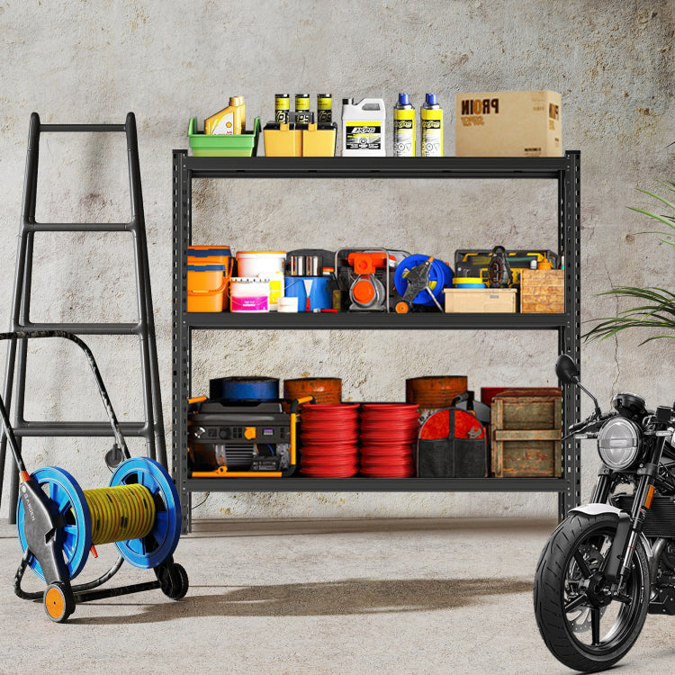 3 Tier Industrial Shelving Rack 63In, Heavy Duty Steel Shelving Unit Adjustable, 67" W*19.7" D*63"H, Black, Requires Assembly
