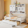Twin Size Wooden Daybed With 2 Drawers, And All In One Cabinet And Shelf, White
