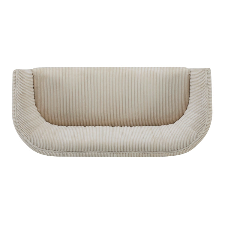 Corduroy Recessed Arm Loveseat Beige Walnut 65780