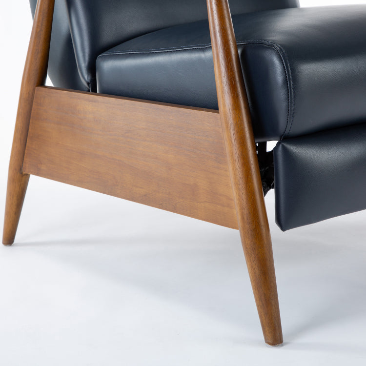 Sarasota Wood Arm Push Back Recliner Midnight Blue